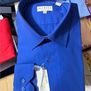 Modena Men's Contemporary Fit Royal Blue Dress Shirt